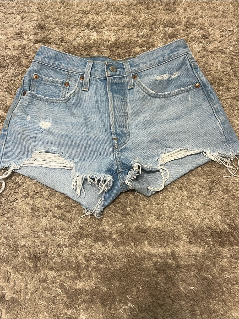 Light Blue Distressed 501 shorts Levi’s